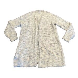 Knox Rose Eyelash Long Open Front Sweater Cardigan Cream Pink Grey Size Medium